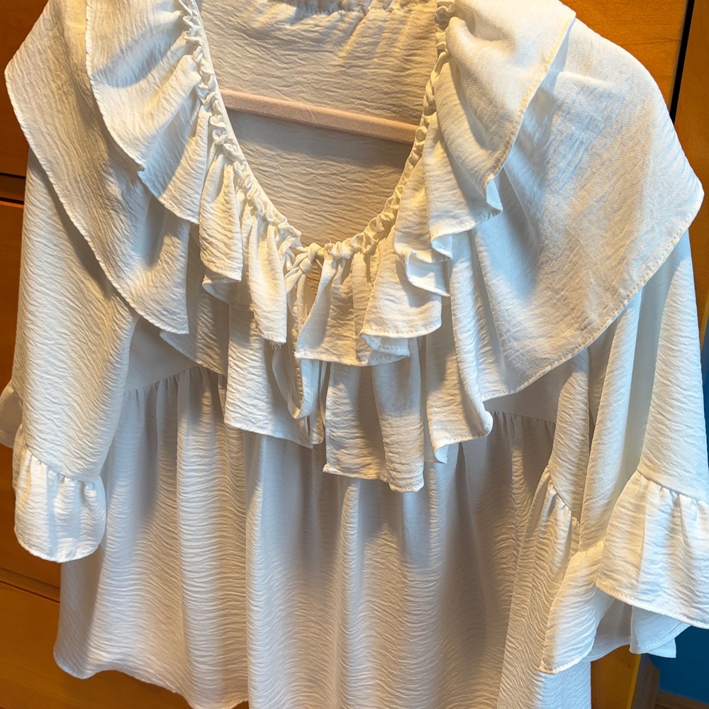 Ivory Ruffle Blouse - Picture 4 of 7